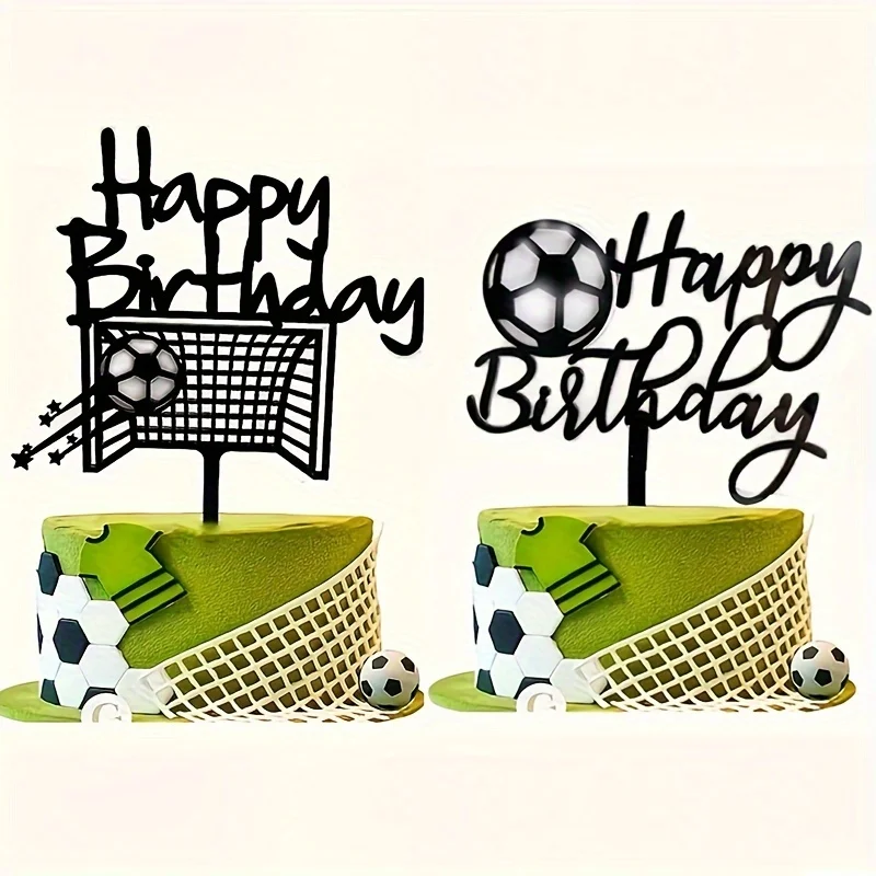 Acrylic Boy Football Sports Theme Happy Birthday Cake Topper Cartoon Kids Soccer Decoration Party Supplies