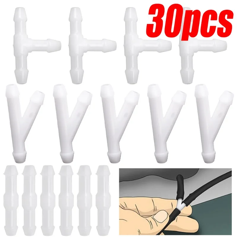 Car Windscreen Washer Joiner Pipe Connector T Piece Straight 3 Way Y Piece Air Fuel Water Petrol Wiper Washer Nozzle Hose