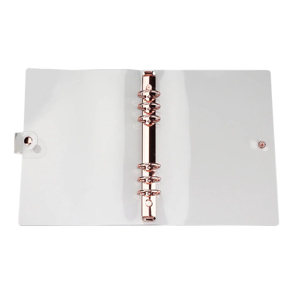 Rose Gold Hand Book Scrapbook Clear Notepad Cover Protective Case Loose-leaf Handbook PVC Notebook 6-rings A5 Binder Student