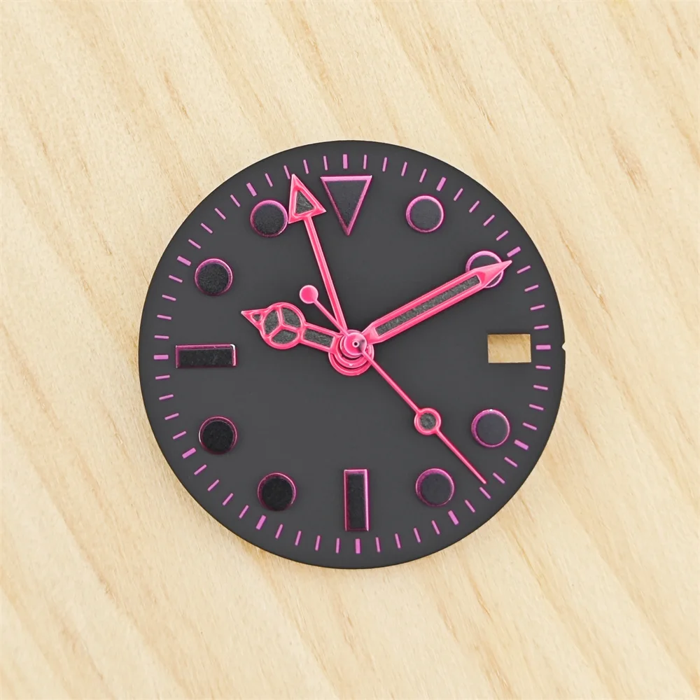 Modificado mostrador do relógio mecânico com superfície de brilho verde, assistir acessórios, DIY, luminoso, luminoso, 28,5 milímetros, NH35