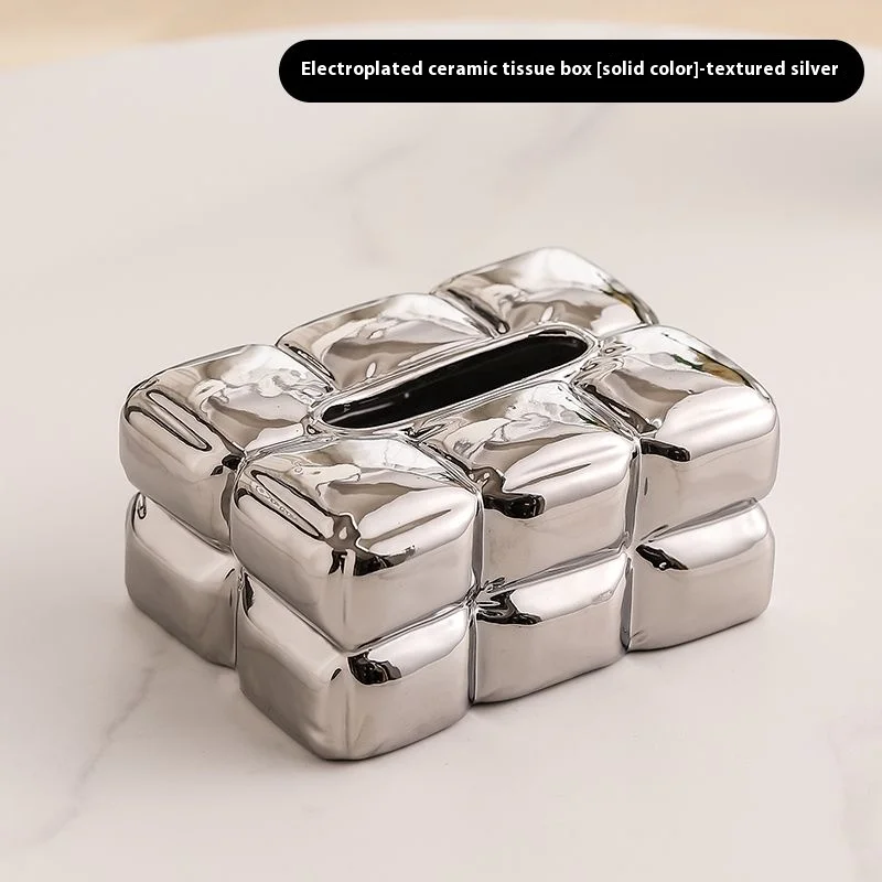 Luxury Chocolate Tissue Box Cover Ceramics Tissue Box High-grade Home Creative Napkins Tissue Holder Livingroom Table Decoration view 6