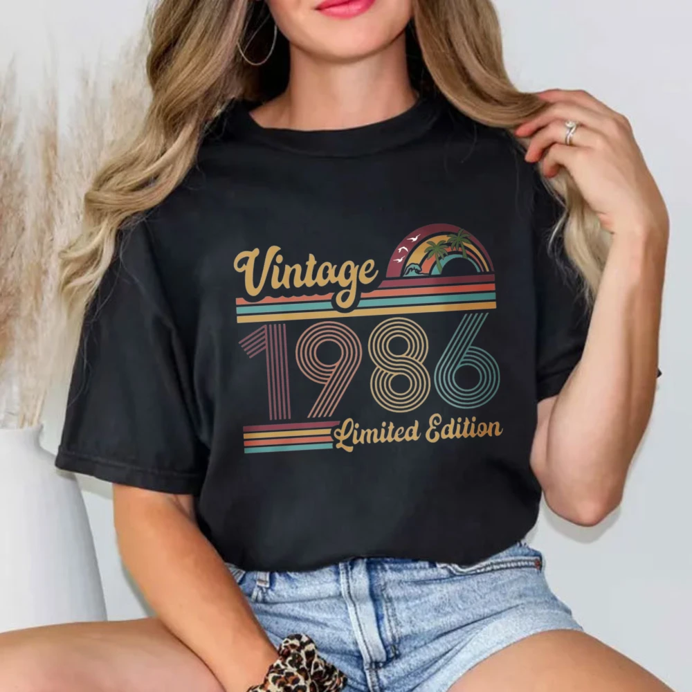 Vintage 1986 Limited Edition T-Shirt 40 Jahre alt T-Shirts zum 40. Geburtstag T-Shirt Retro Vibes Geburtstagsgeschenk Männer Frauen Baumwoll-Tops