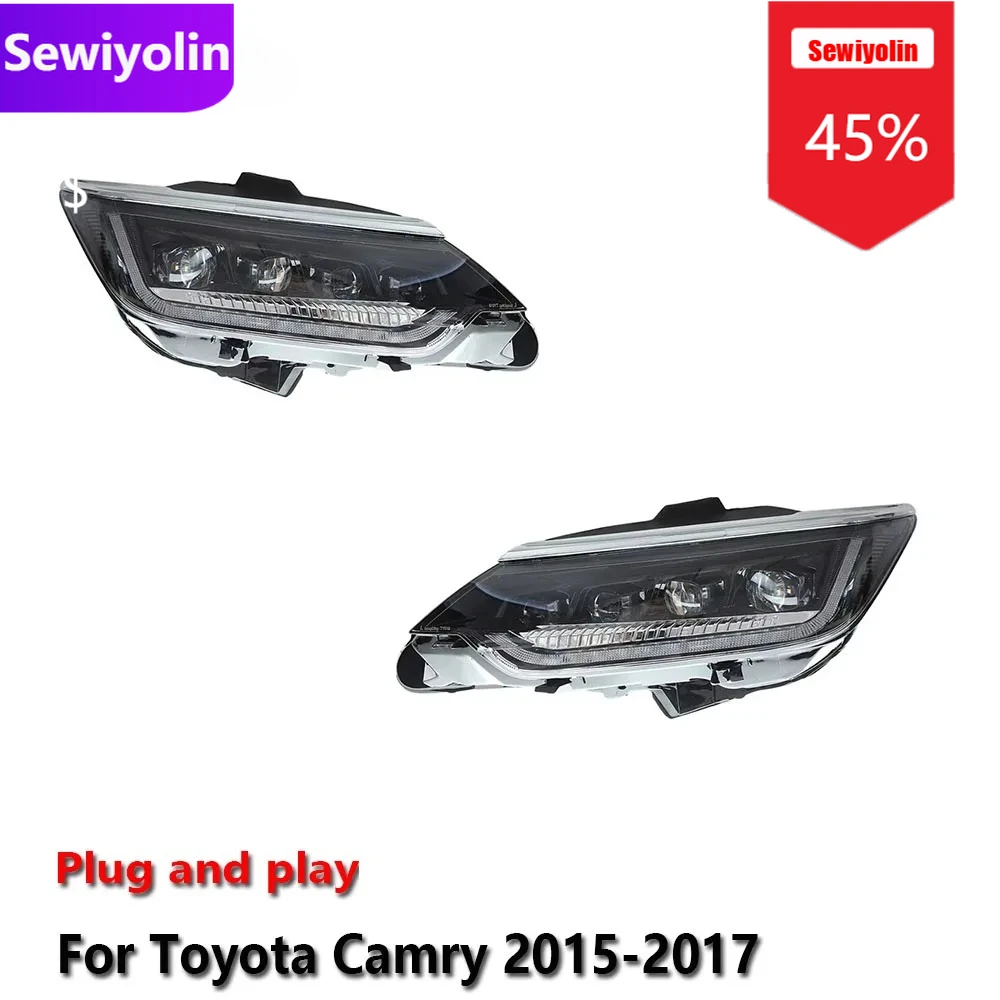 

Автомобильные светодиодные фары DRL в сборе для Toyota Camry 2015-2017, противотуманные фары DRL, стоп-сигнал, указатель поворота Plug and Play
