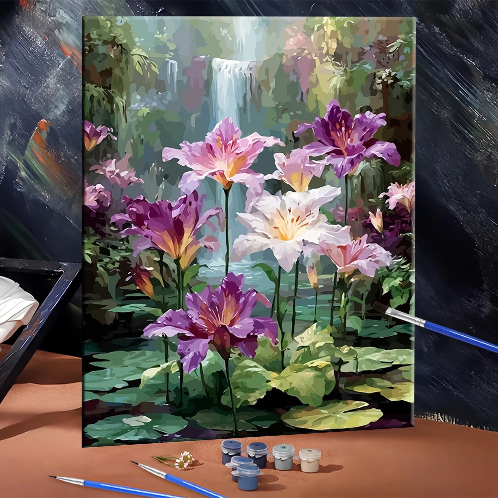 DIY Digitales Ölgemälde Blumenölgemälde nach Zahlen Landschaft Malen nach Zahlen Erwachsenenbausatz Landschaft Heimdekoration Einzigartiges Geschenk