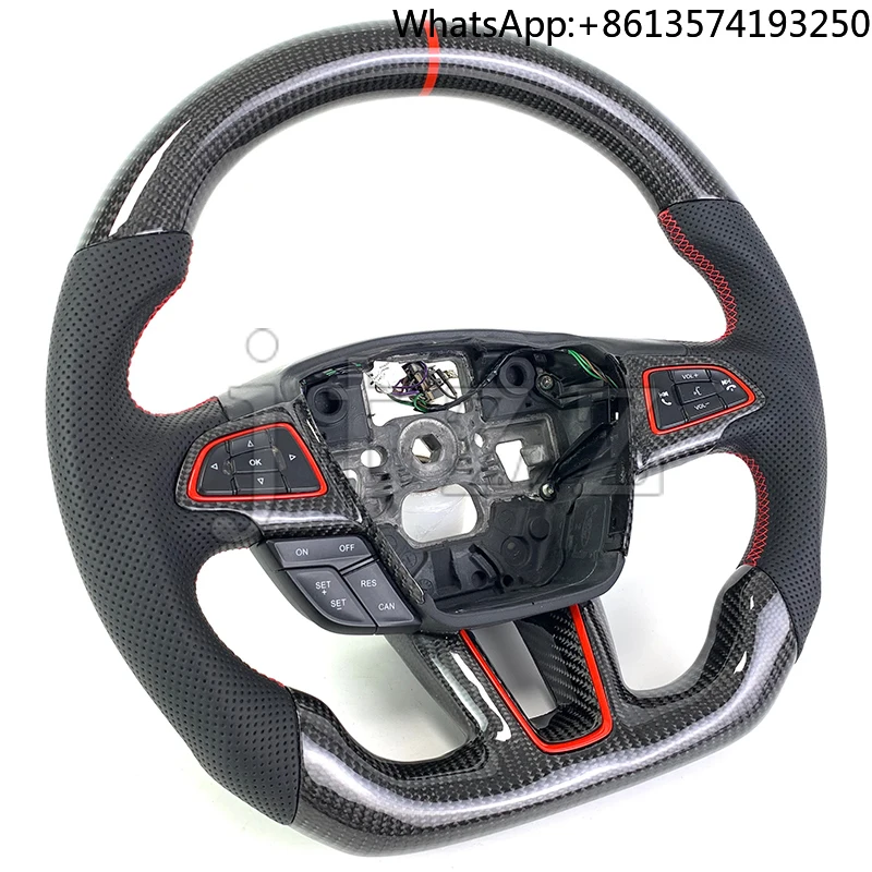 

For Ford Focus MK3 MK2 MK4 ST RS 2015 2016 2017 2018 Car Accessories Red Forged Carbon Fiber Steering Wheel Interior