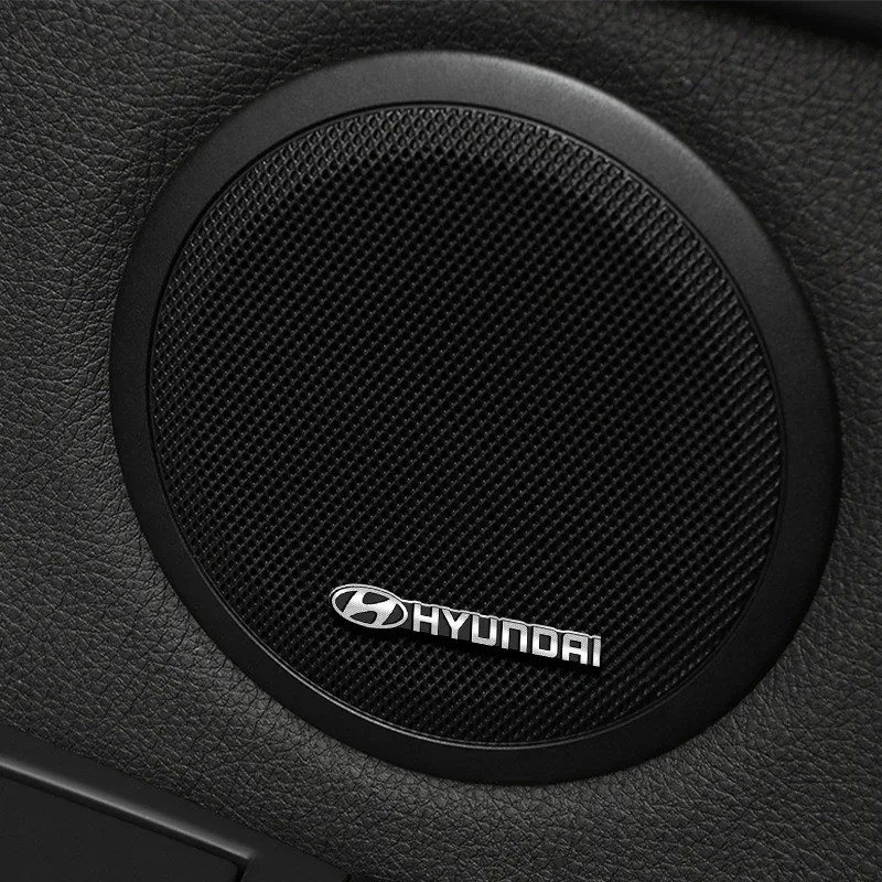 2/4Pcs 3D Aluminum Car Audio Stereo Speaker Badge Emblem Sticker For Hyundai i20 i30 Sonata Kona Elantra Tuson Accessories view 6