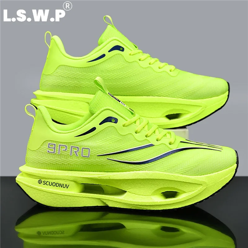 Men's Casual Sports Shoes, Couple's Style 9Pro, Men's Racing Running Shoes, Trendy Gradient Mesh Sports Shoes, Hollow-Out Suspension Thick-Soled High-Elastic Shock-Absorbing Running Shoes, Breathable, Lightweight, Wear-Resistant Outdoor Fitness Training Sports Shoes - view 3