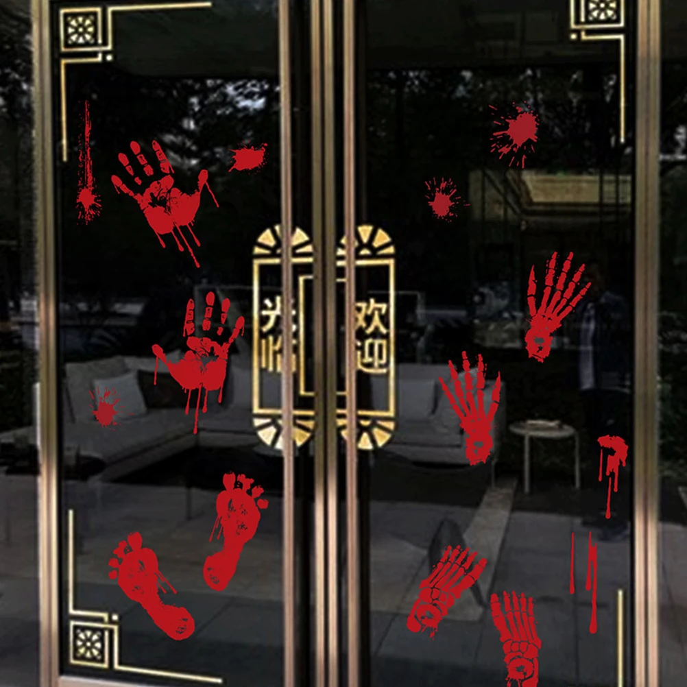 

Decoration Bloody Handprint Wall Sticker Decorative Festival Stickers Decorate Reusable Halloween Supplies