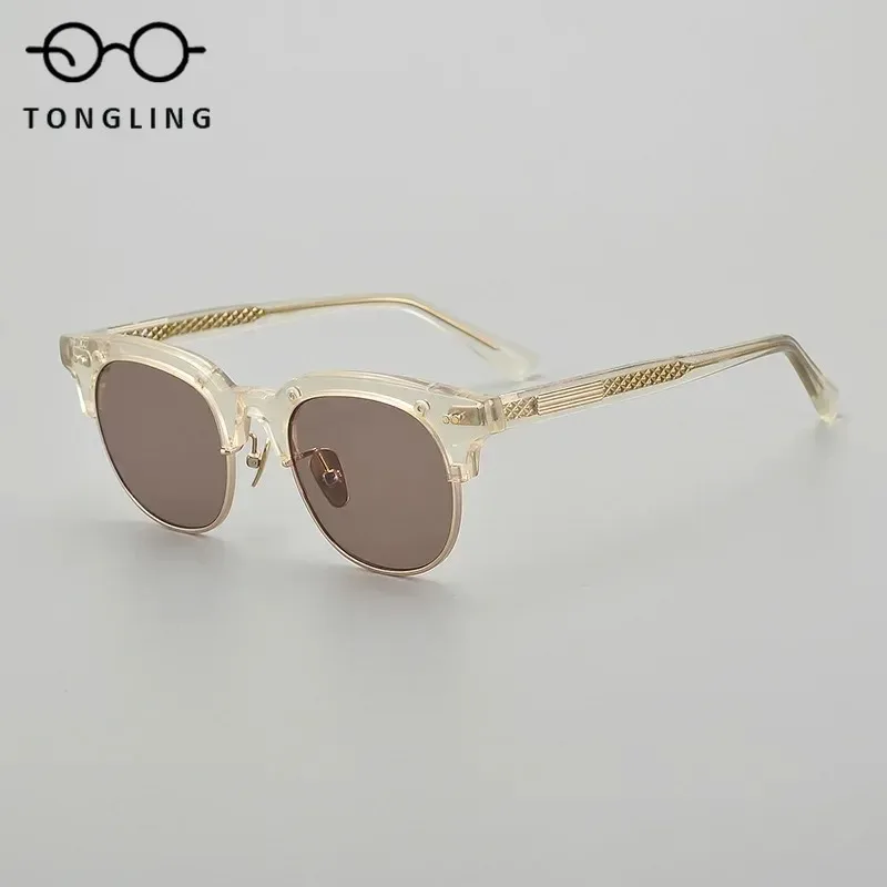 2026 High Quality Fashion Handmade Eyeglasses Fashion New Acetate Titanium Sunglasses Men UV400 Outdoor Women Trendy SUN GLASSES