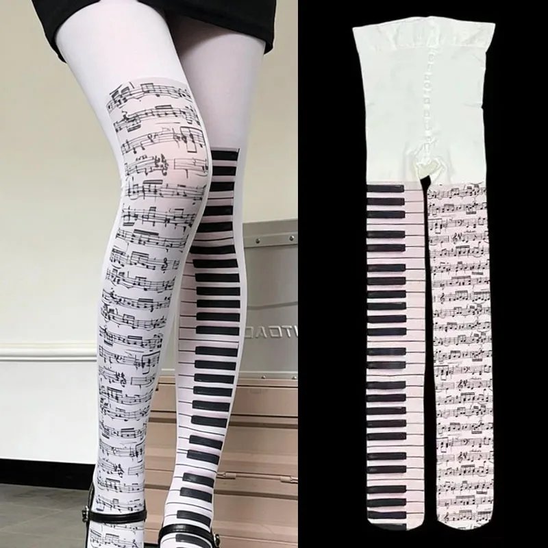 

All Season Musical Note Leggings Y2K Style Printed Tights Stretch Fit for Women Girls