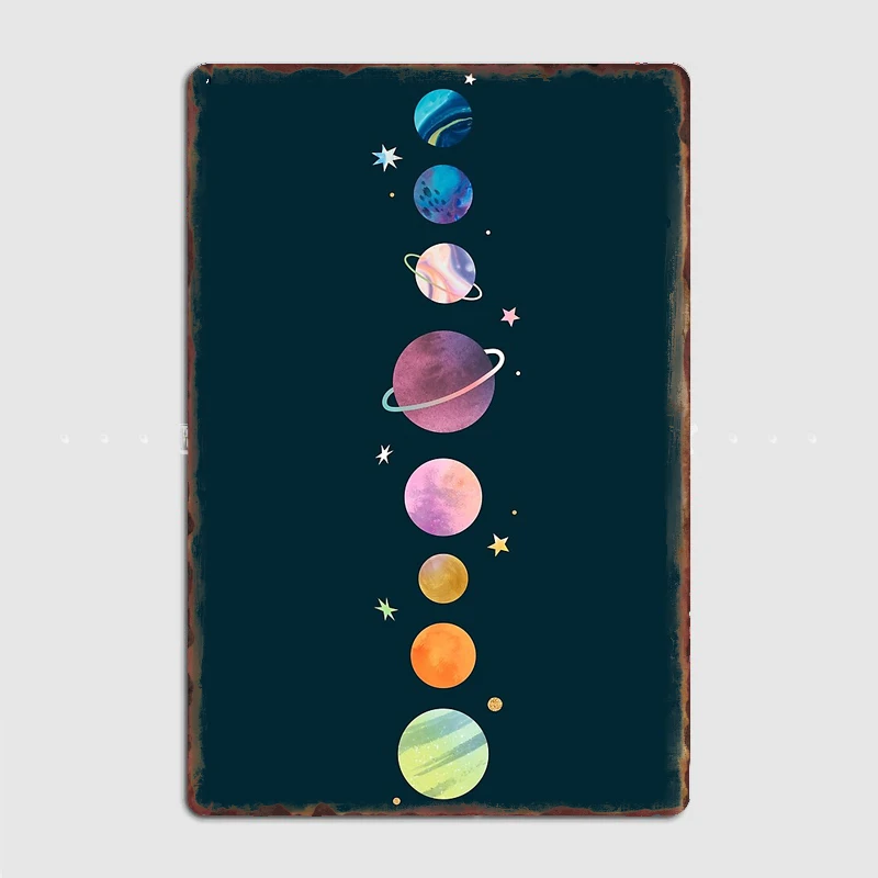 The Solar System Poster Metal Plaque Mural Painting Wall Customize Pub Tin Sign Poster