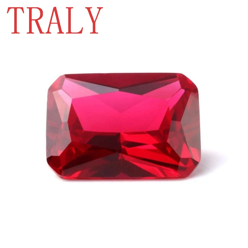 8A Natural Ruby Faceted Octagon Princess Cut Lab Grown Gems 4X6mm-13x18mm Red Loose Stone Gemstone for Jewelry Making