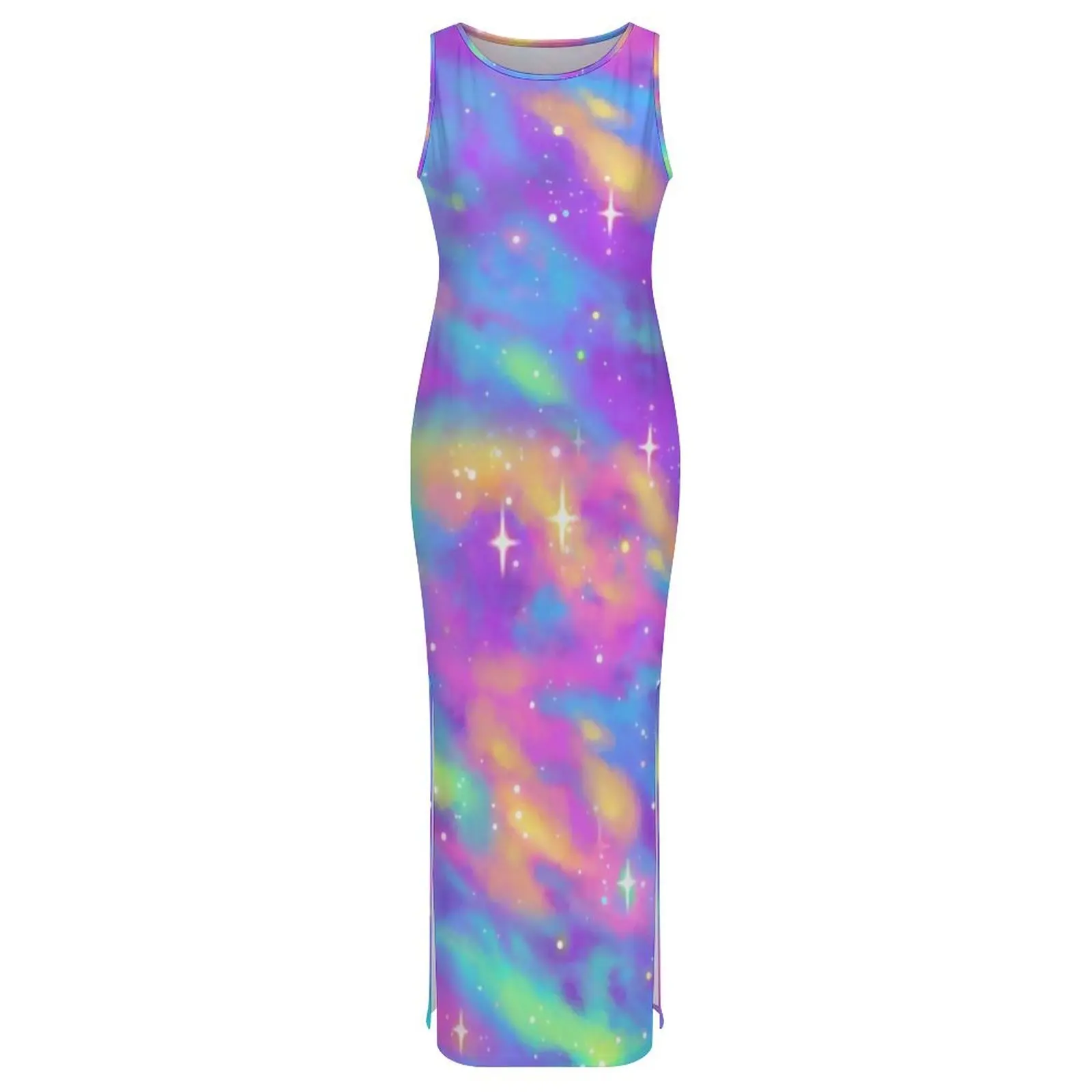 Abstract Star Print Dress Sleeveless Pastel Galaxy Pretty Maxi Dresses Spring Aesthetic Custom DIY Bodycon Dress 2XL 3XL 4XL