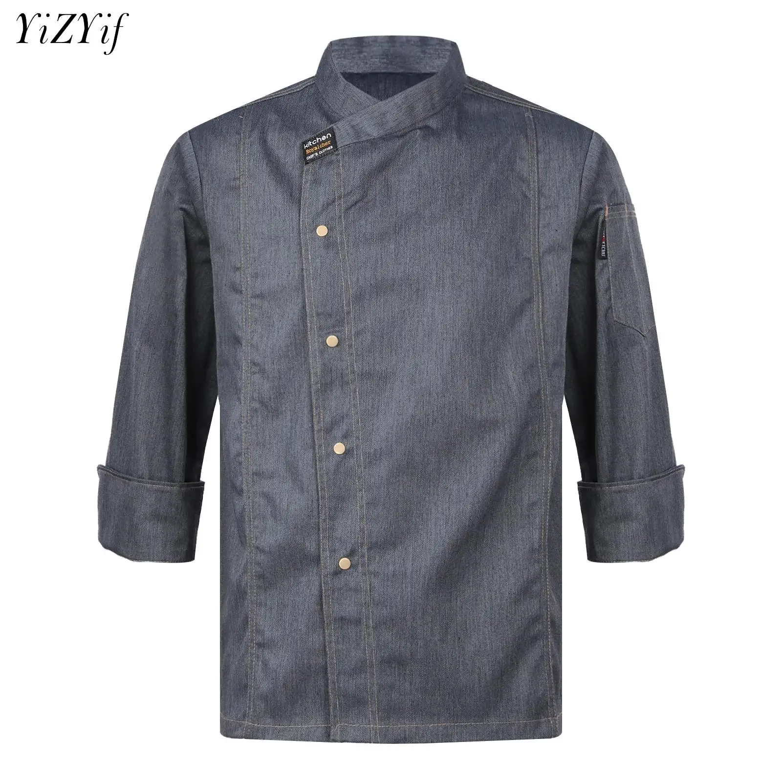 Men Women Chef Coat Uniform Restaurant Canteen Hotel Food Catering Jacket Costume Waiter Work Shirt Tops for Cooking Baking