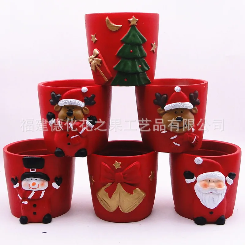 Succulent flower pot, Christmas antlers, snowman, old man, bell, garden courtyard decorations