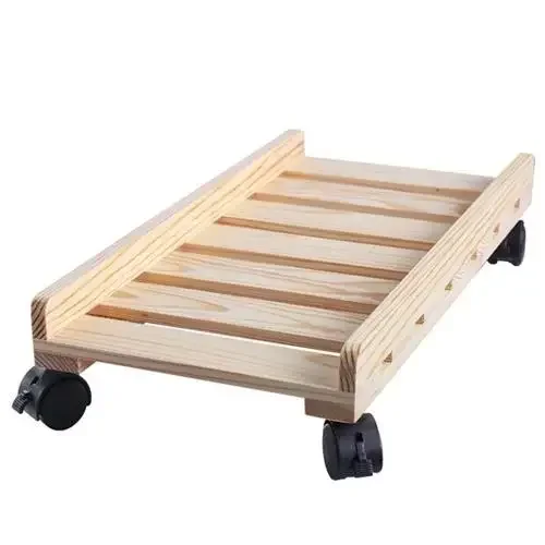 Desktop computer host bracket, mobile heat dissipation base, solid wood chassis tray, simple storage rack, with brakes