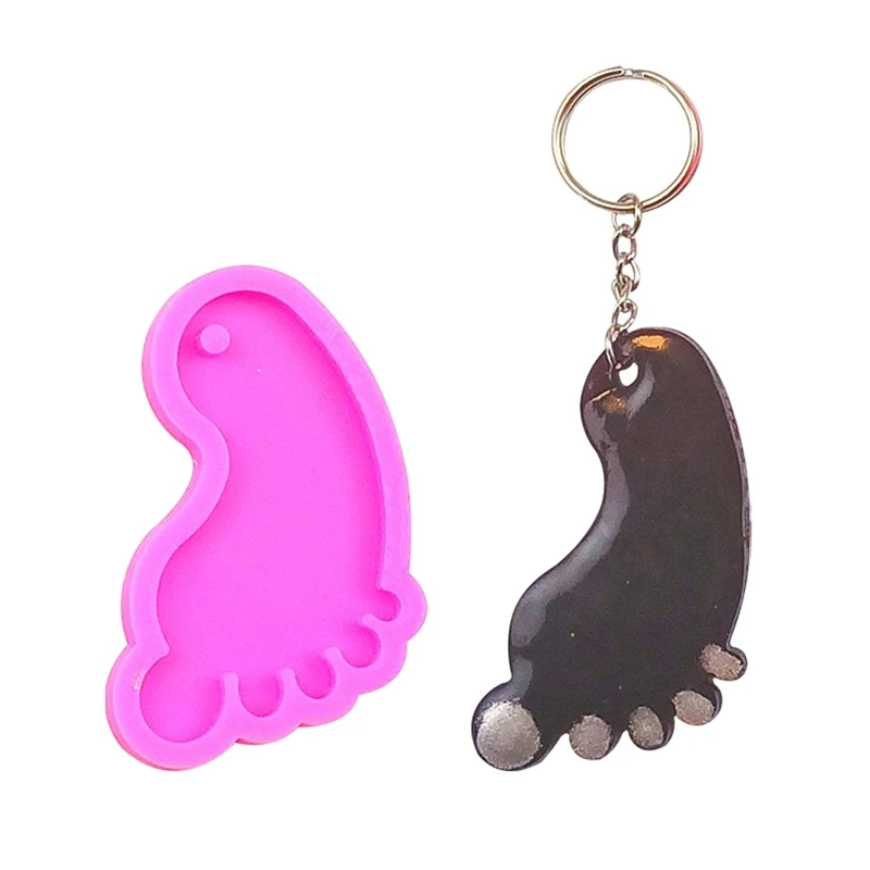 Little Foot Keychain Silicone Mold with Hole Keyring Pendant Handmade Mold Valentine's Day Birthday Gift Jewelry