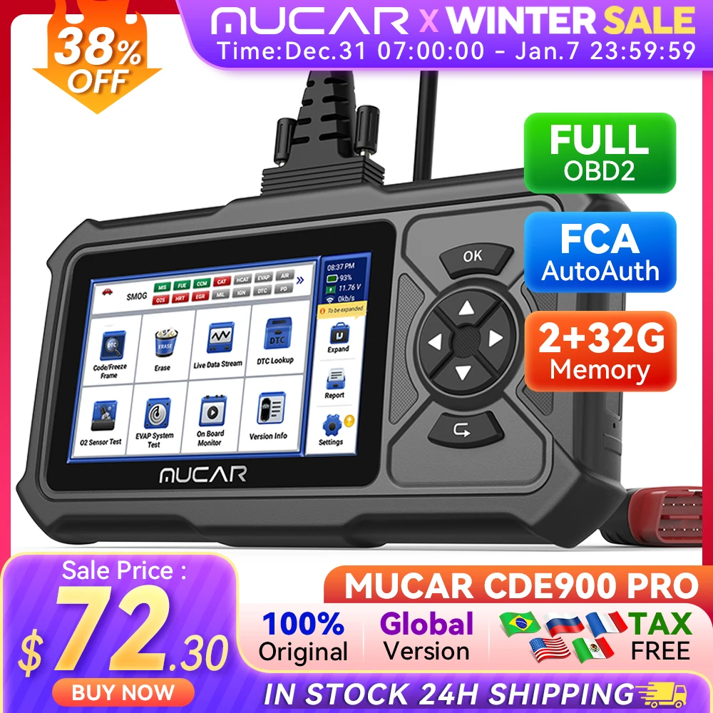 MUCAR CDE900 Pro Obd2 Scanner Auto Car Diagnostic Tools Scanner Automotive OBD Tool Code Reader 28 Reset Full System Diagnosis