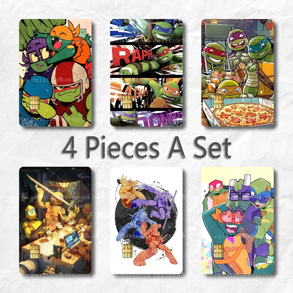 T-TMNT Ninja Turtles Credit Card Skin Stickers Waterproof with Chip Cutout 4 Pack for Credit Debit Transportation Cards