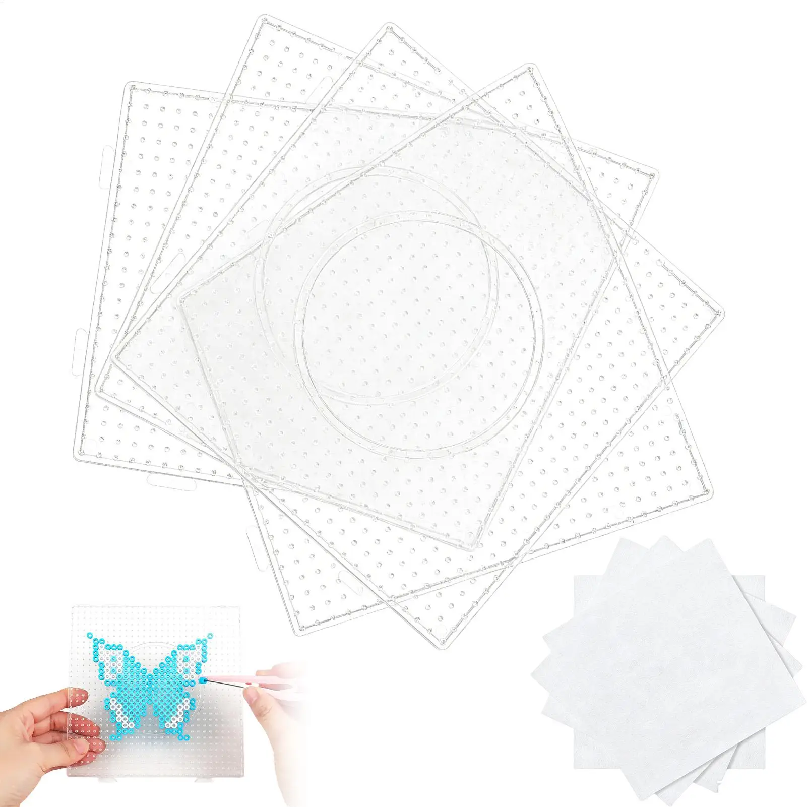

Fuse Beads Pegboards 5 Pieces 5mm Square Heat Resistant Ironing Papers Template Fuse Bead Craft Tray For Boys Girls Adults Teen
