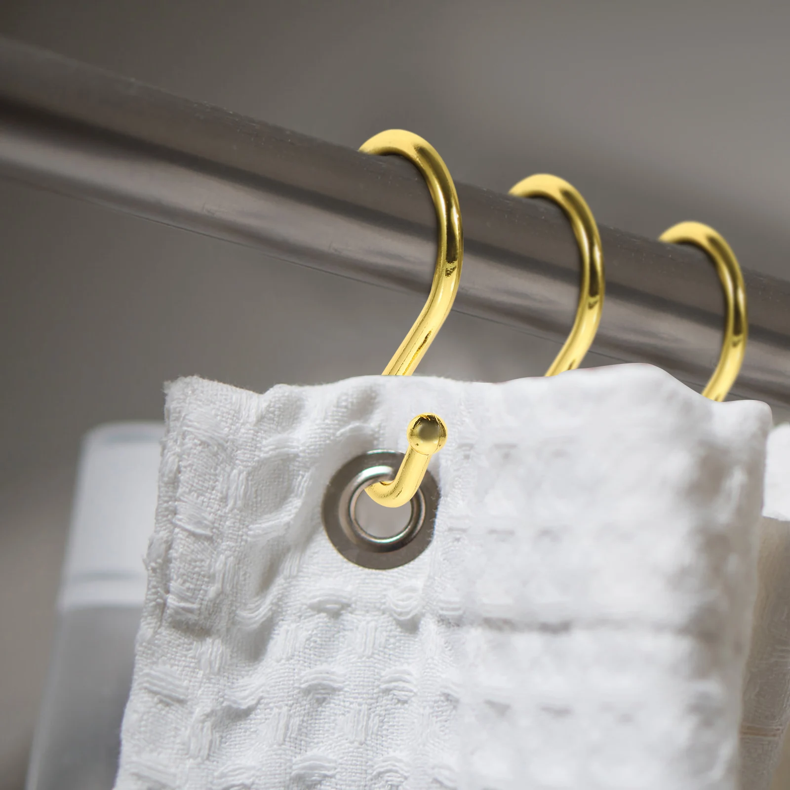 

12 Pcs Rings Alloy Shower Curtain Hooks S Hooks Shaped Shower Rings Bathroom Rod Hangers Golden