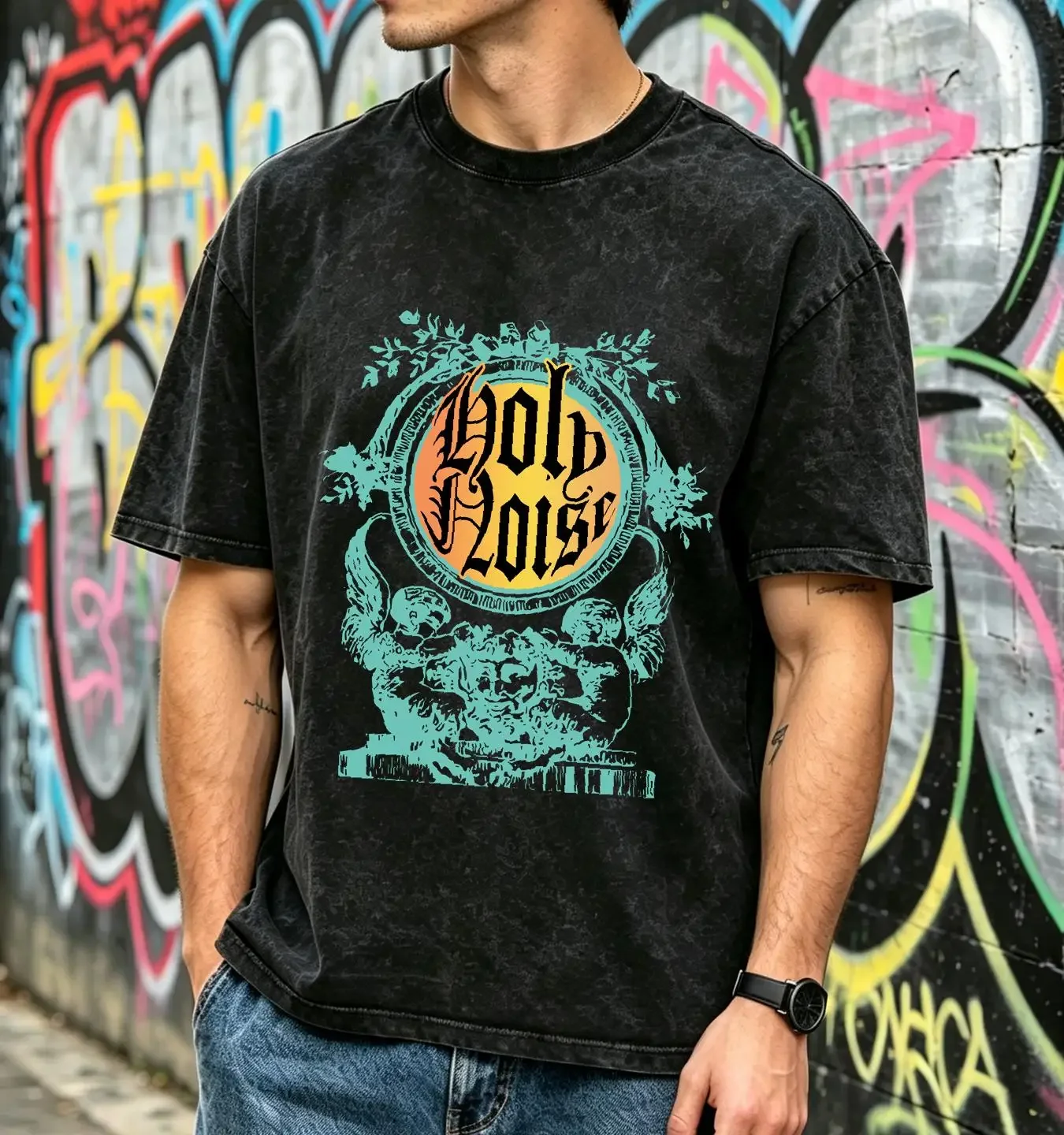 washed T Shirt HOLY NOISE Vintage 1991 XL House Techno Gabber DJ Paul Elstak Hardcore long or short sleeves vintage Washed