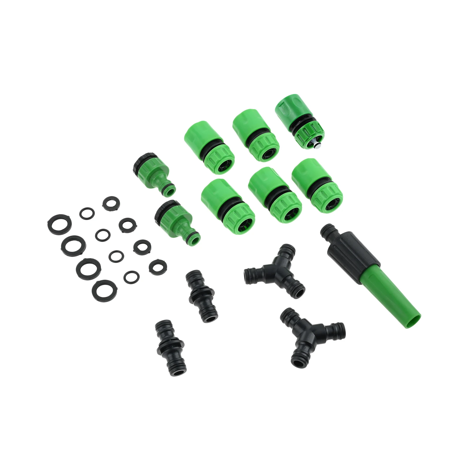 Juego de accesorios de manguera de jardín de plástico, 25 piezas, con conectores, adaptadores de grifo 2 en 1, boquilla de pulverización, divisores de manguera en Y para Conexión de grifo