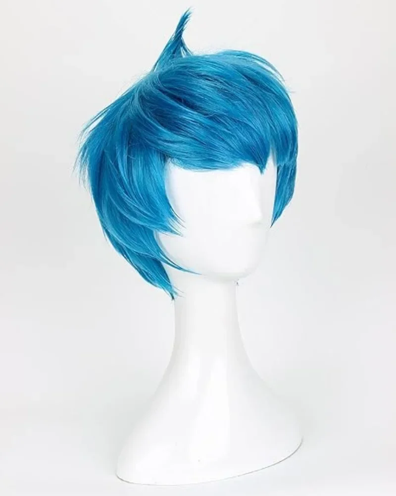 Joy Kurze blaue Pixie-Schnitt-Anime-Perücken für Halloween, Cosplay, Damen-Cosplay-Outfit, Perücke, synthetische Perücken für Kostümparty