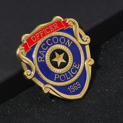 Residents Evils Emaljnålar Brosch The Raccoon Police Department RPD Röd Blå Banner Metallmärke Broscher Kavajnål Smycken Gåva 10 best sales Pin Resident Evil - №3