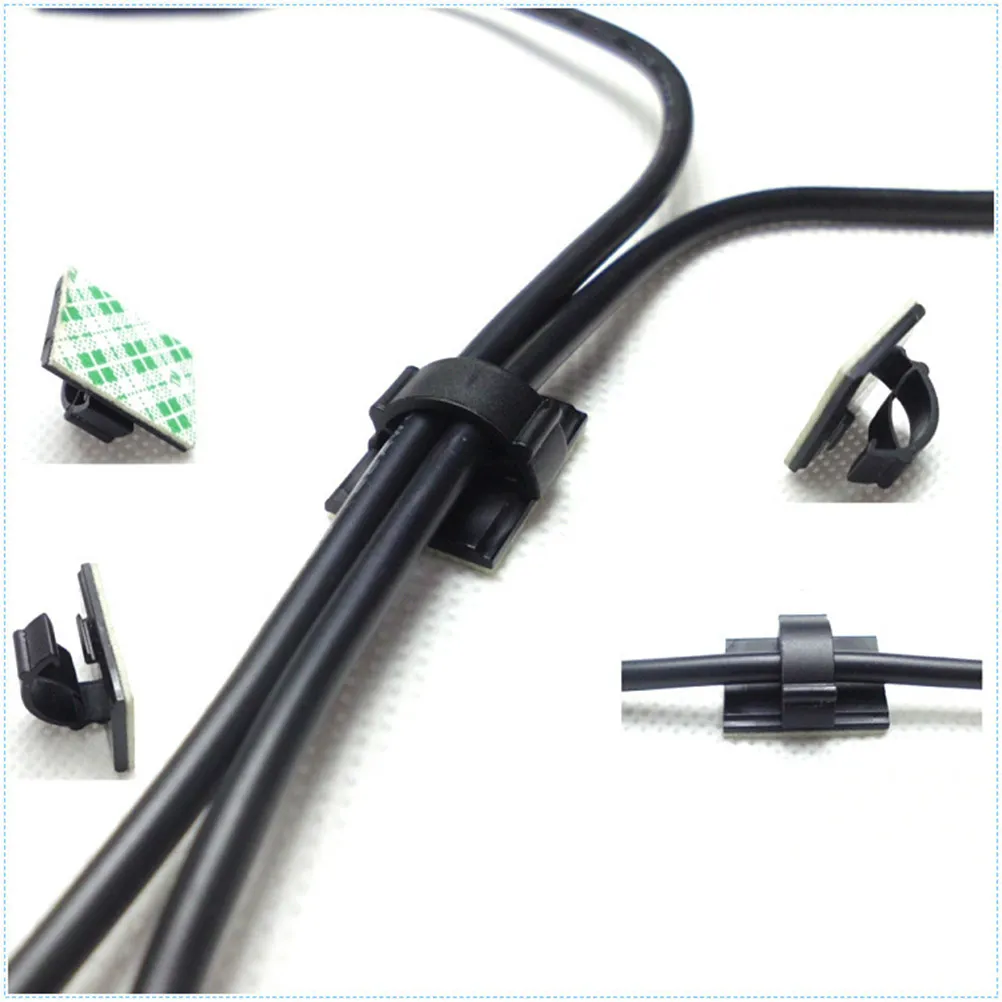 50Pcs Double-Sided Tape Wire Holders Sturdy Reusable Cable Clips for Bundling Charging Cords Headphone Wires Laptop Chargers
