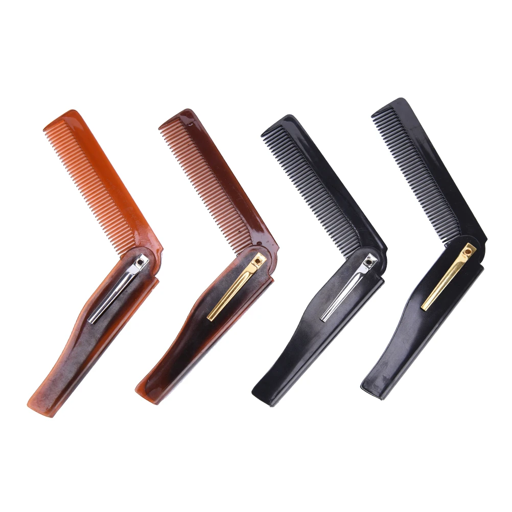 1Pc Foldable Hair Comb Pocket Clip Hair Moustache Beard Comb Hair Grooming Styling Tool Portable