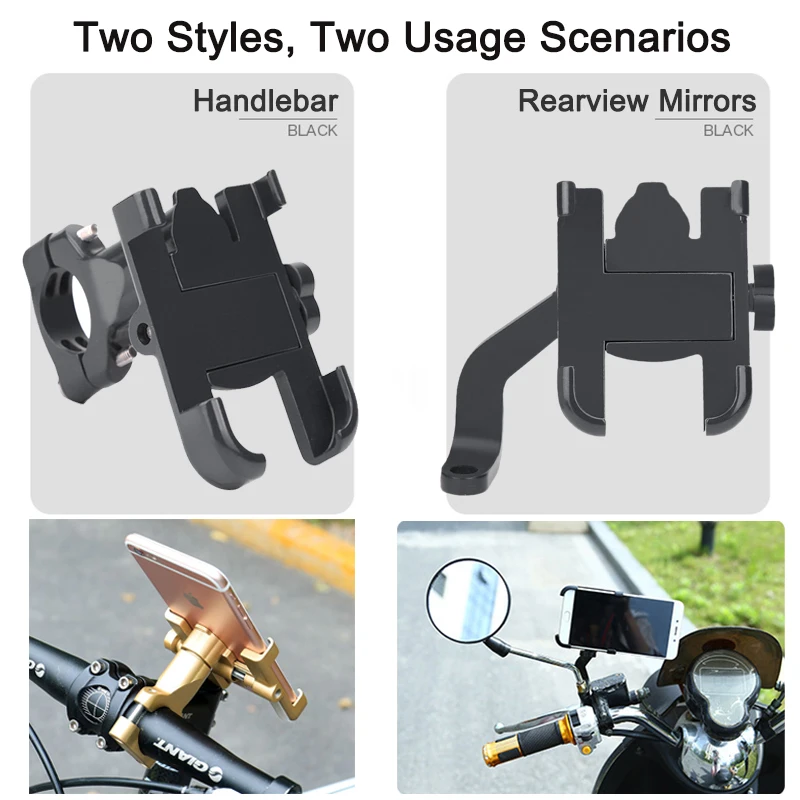 Motorcycle Mobile Phone Holder for iPhone Xiaomi Universal Rearview Mirror Handlebar Holder Bicycle Cycling Aluminum Alloy Stand