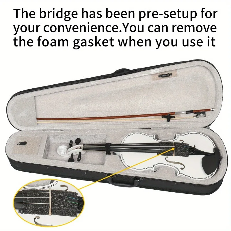 

Full Size 4/ 4 Violin Set for Adults Beginners Students with Hard Case, Violin Bow, Shoulder Rest, Extra Strings (black, White)