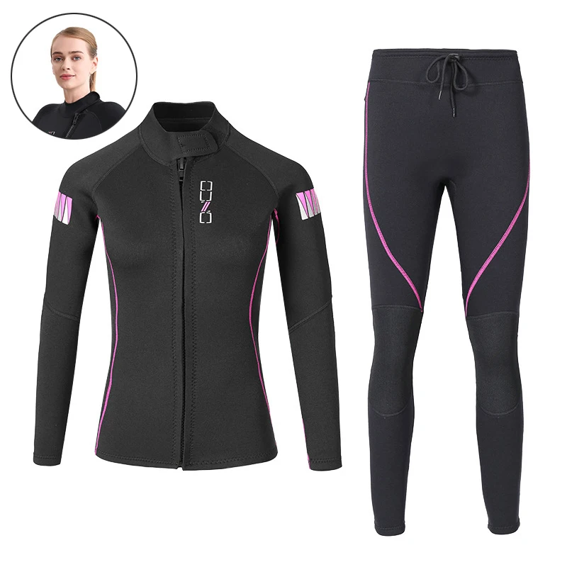 

2pcs/set Wetsuit Top/Bottoms Women, 1.5mm Wetsuits Jacket and Pants Neoprene Water Sports Diving Surfing Kayaking Suits