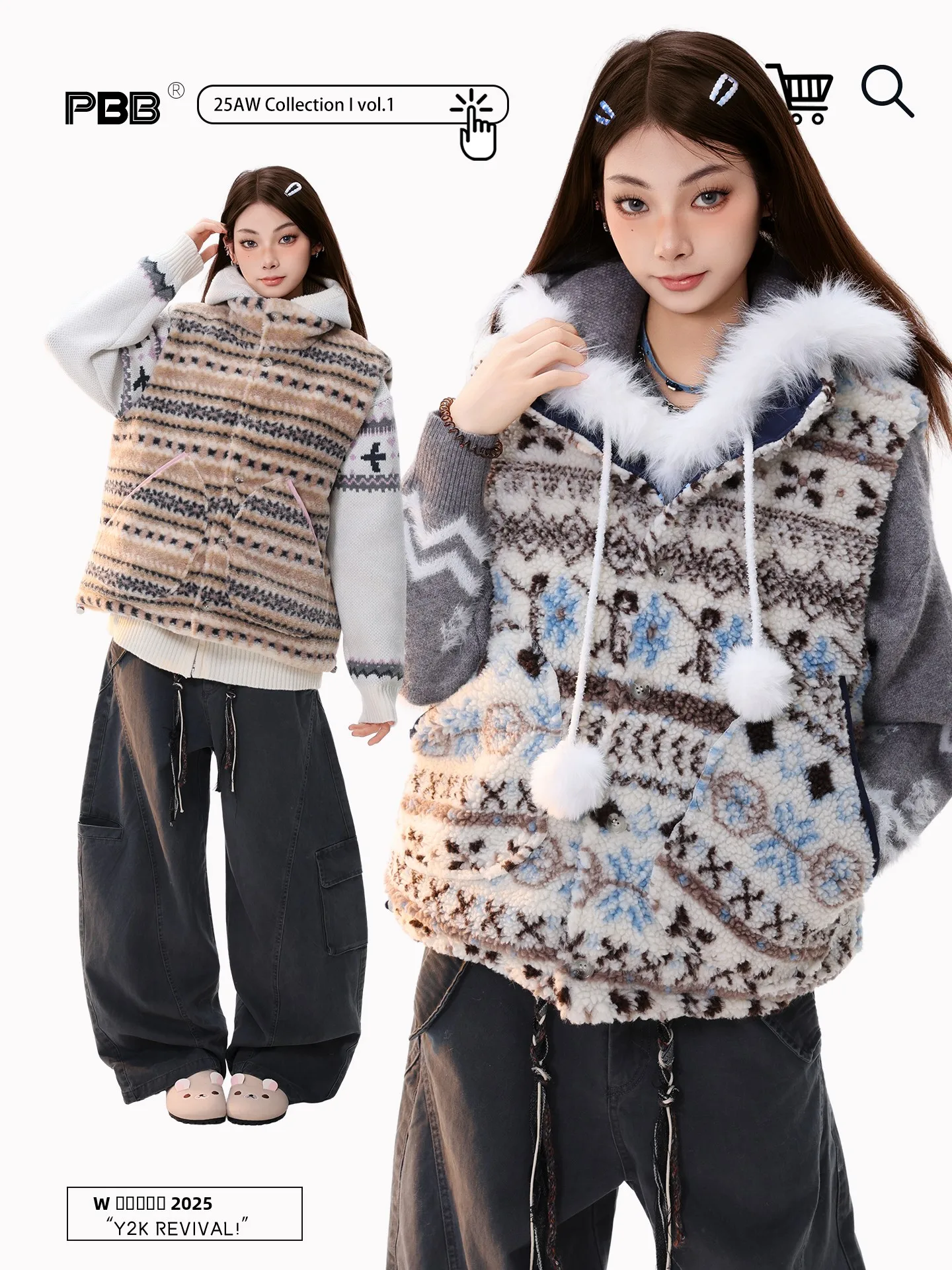 

PBB Women's Retro American Sle Vest Jaet Double-Sided Wear Fce Warm Stand Collar Cotton Coat Stripe Pattern