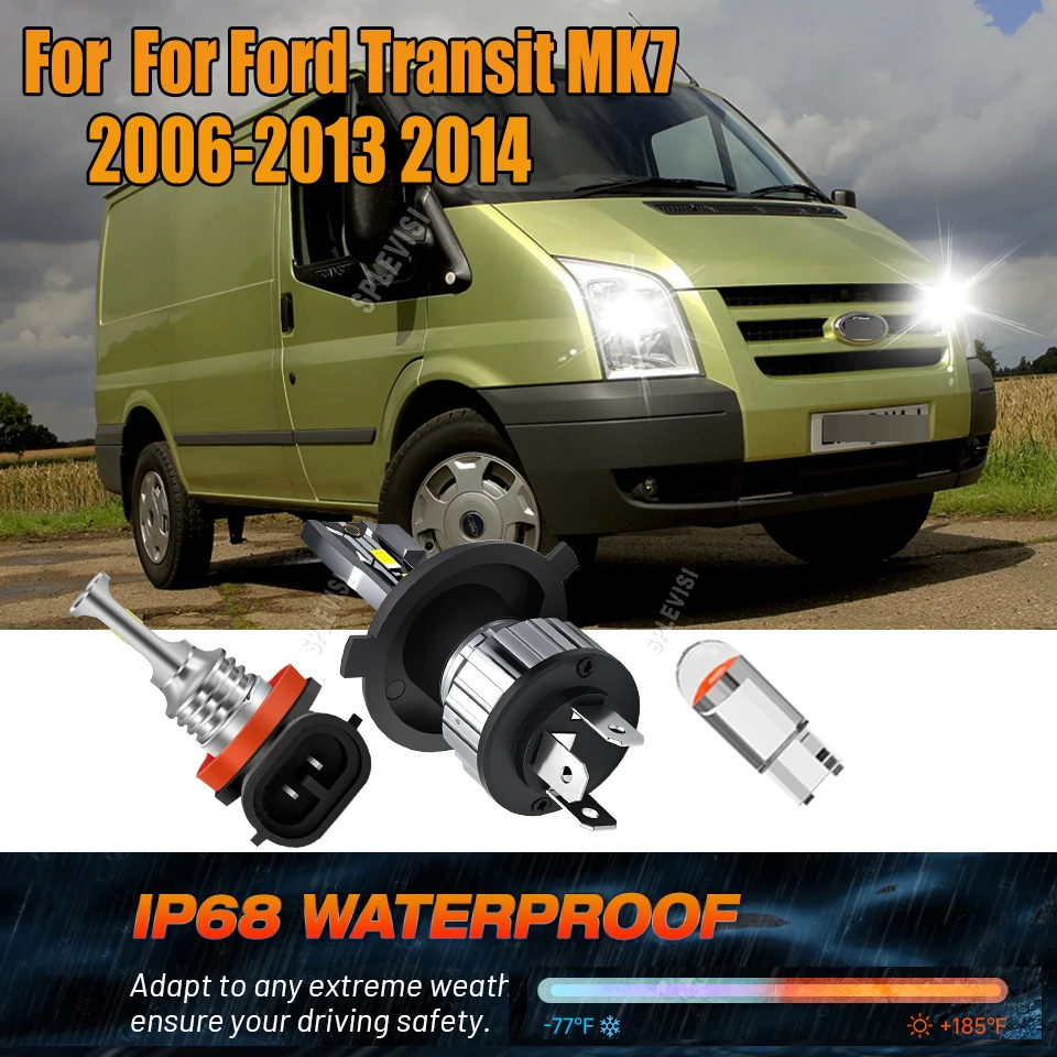 LED White Headlamp Fog Light Reduces Eye Fatigue and Improves Reaction Time For Ford Transit MK7 2006 2007 2008 2009 2010-2014