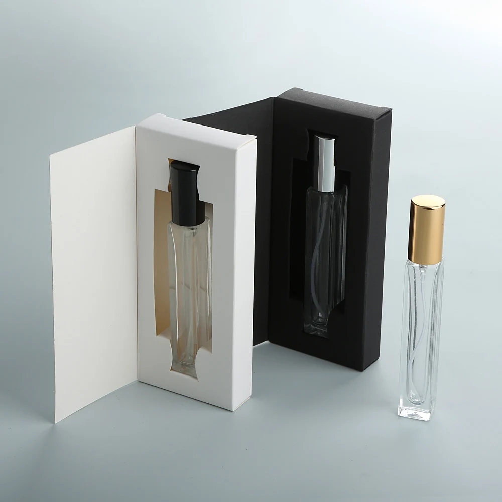 10PCS 20PCS 10ml  Square Glass Spray Bottle with Box Travel Portable Sample Fragrance Atomizer