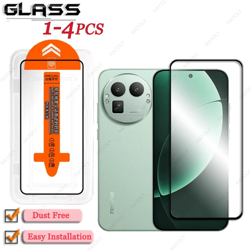 For Realme GT8 Pro China Glass Dust Free Installation Glass For Realme GT8 China Screen Protector Black Edge Protective Film