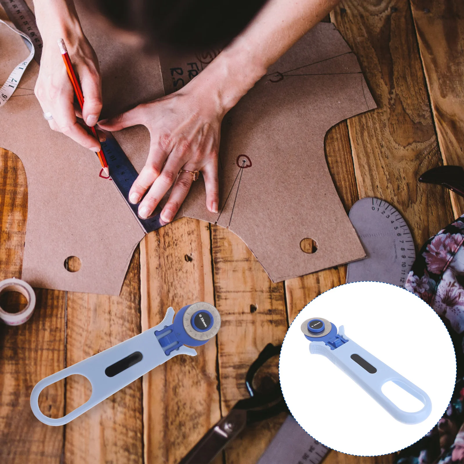 

1Pcs Rotary Cutter DIY Cloth Patches Sky Blue Tailor Clipper Fabric Cutter Cloth Material Cutting Wheel Tailor Clipper