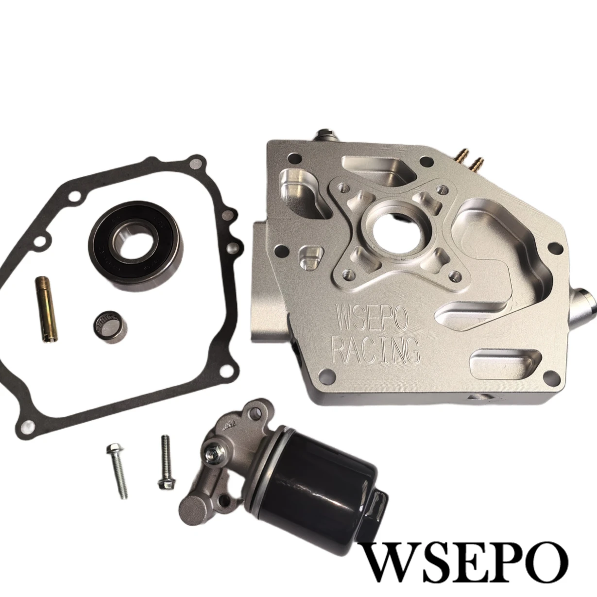 Billet Fully CNC Crankcase Cover With Oil Filter Pump and Parts Assembly Kit For Performance GX200 Clones 212CC Kart Engine