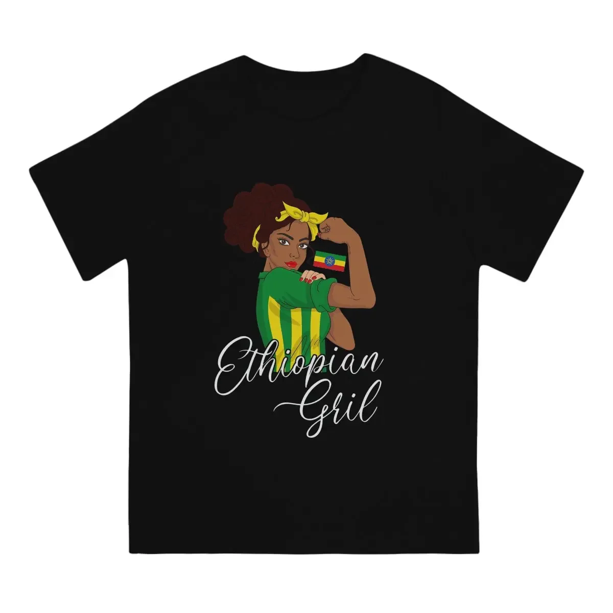 Girl African Man's TShirt Ethiopian Cross Art Ethiopia O Neck Short Sleeve Fabric T Shirt Humor High Quality Gift Idea