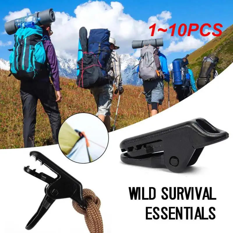 1~10PCS Tent Clips Awning Wind Rope Clamps Canopy Tent Alligator Clip Hooks Pull Point Outdoor Camping Tent Accessories