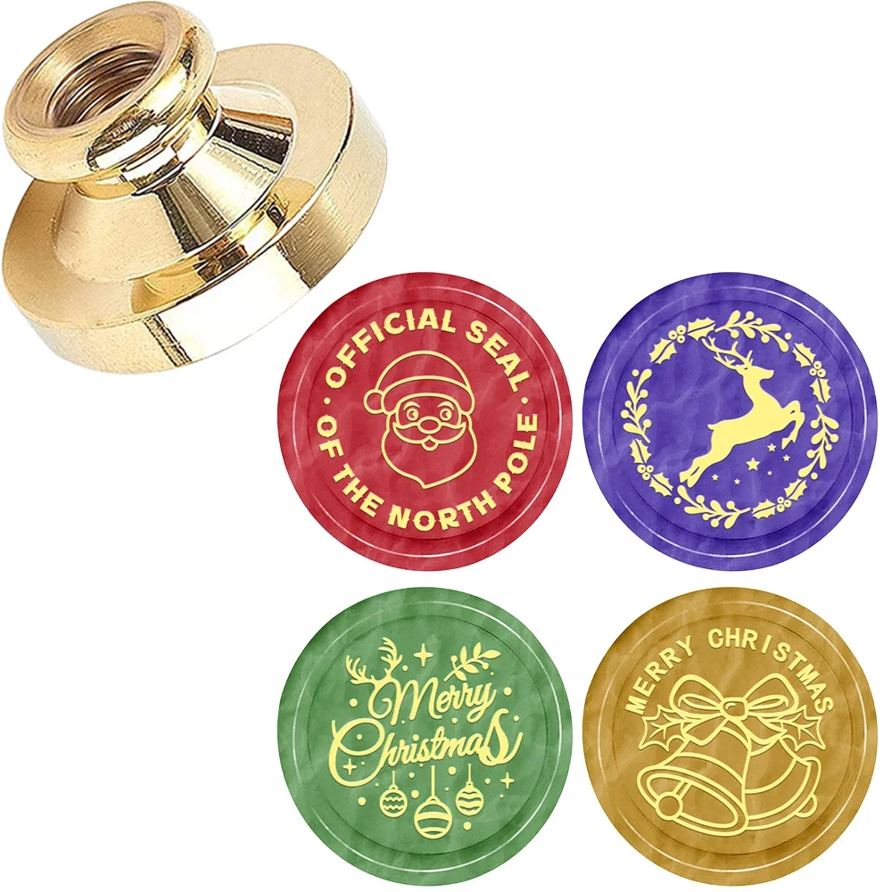 Christmas theme Wax Seal Stamp,  Wax Seal Stamps Interchangeable Brass Stamp Heads for Decorating Gifts and Greeting Cards