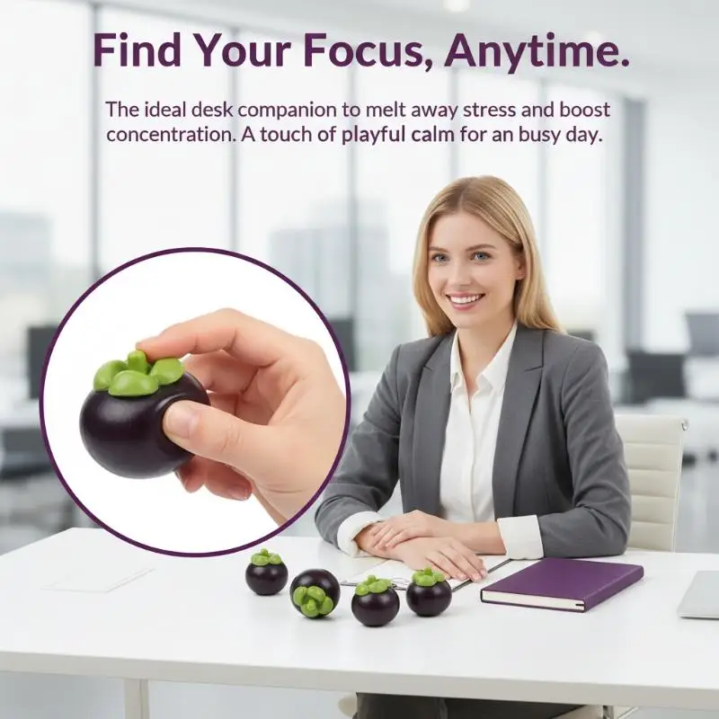Simulated Mangosteen Squeeze Toy Slow Rising Anxiety Stress Relief Fruit Fidget Toy New Stress Ball Toy Birthday Holiday Gift