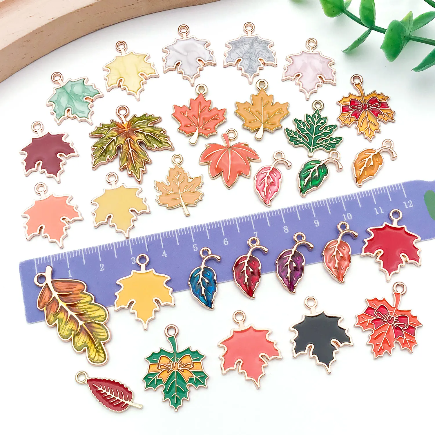 30pcs Drip Zinc Alloy Thanksgiving Charms Leaf Maple Leaf Series Pendant DIY Necklace Earrings Jewelry Accessories