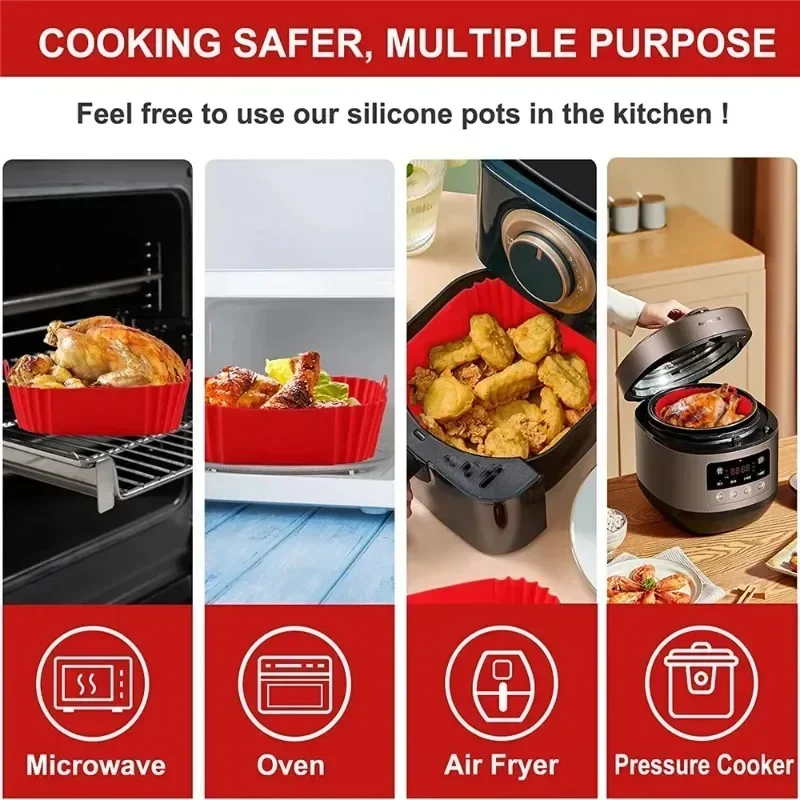 1pc of 16cm silicone air fryer oven baking plate pizza fried chicken silicone basket reusable air fryer liner accessory