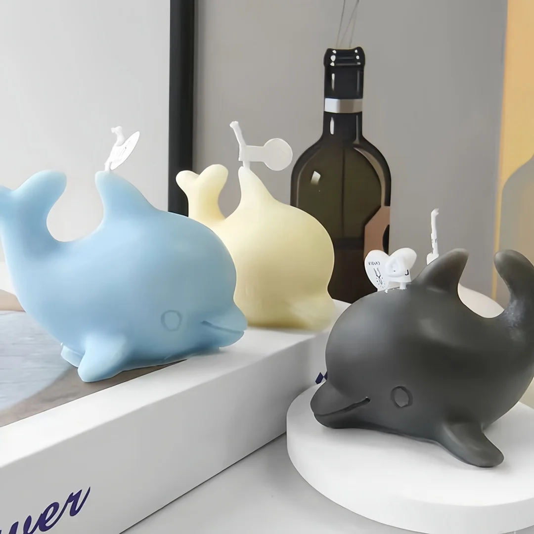 3D Whale Aromatherapy Wax Candle Decoration Silicone Mold DIY Animals Gypsum Plaster Crafts Car Ornament Resin Molds
