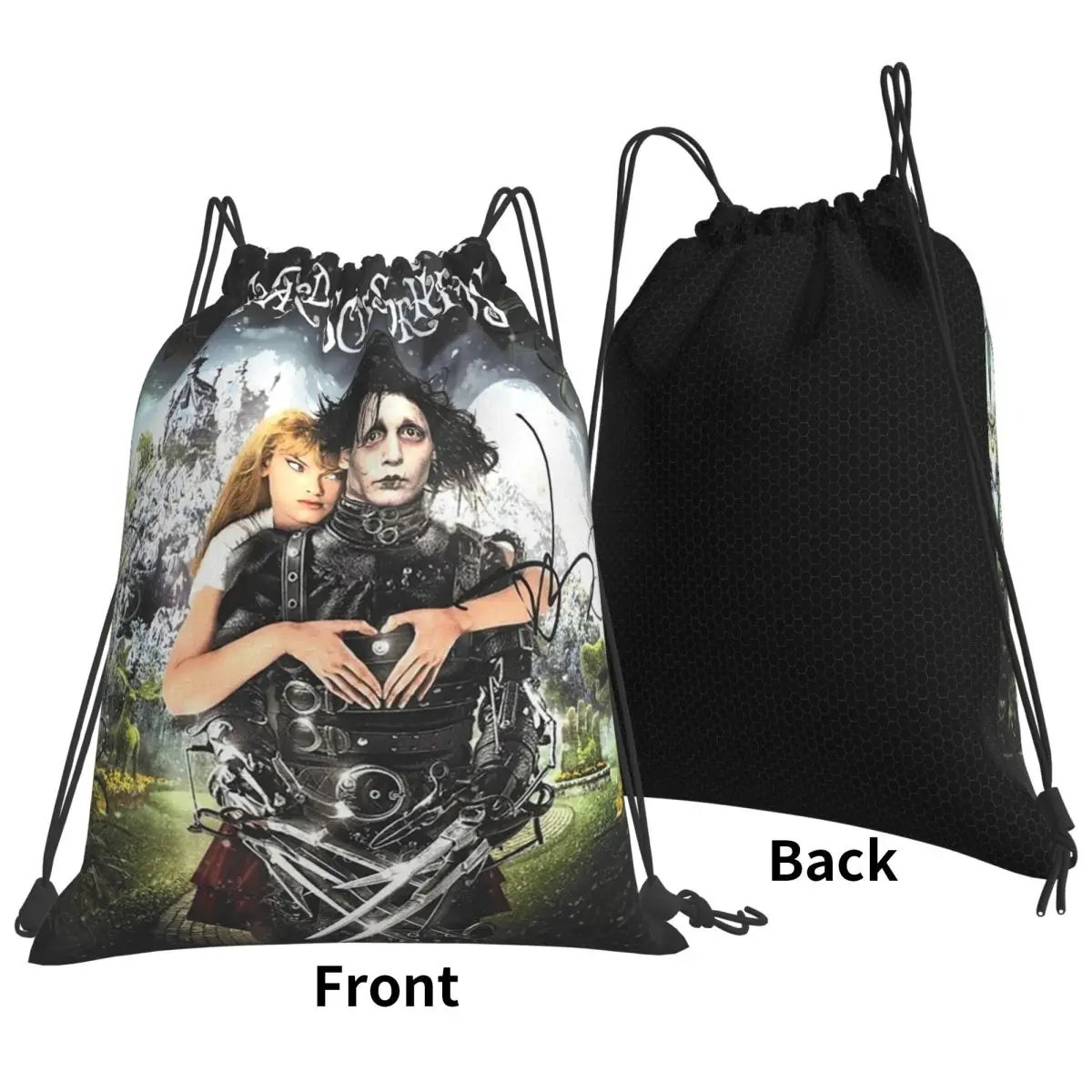 Edward Scissorhands Movie Backpacks Fashion Drawstring Bags Sports Bag Book Bags for Man Woman School