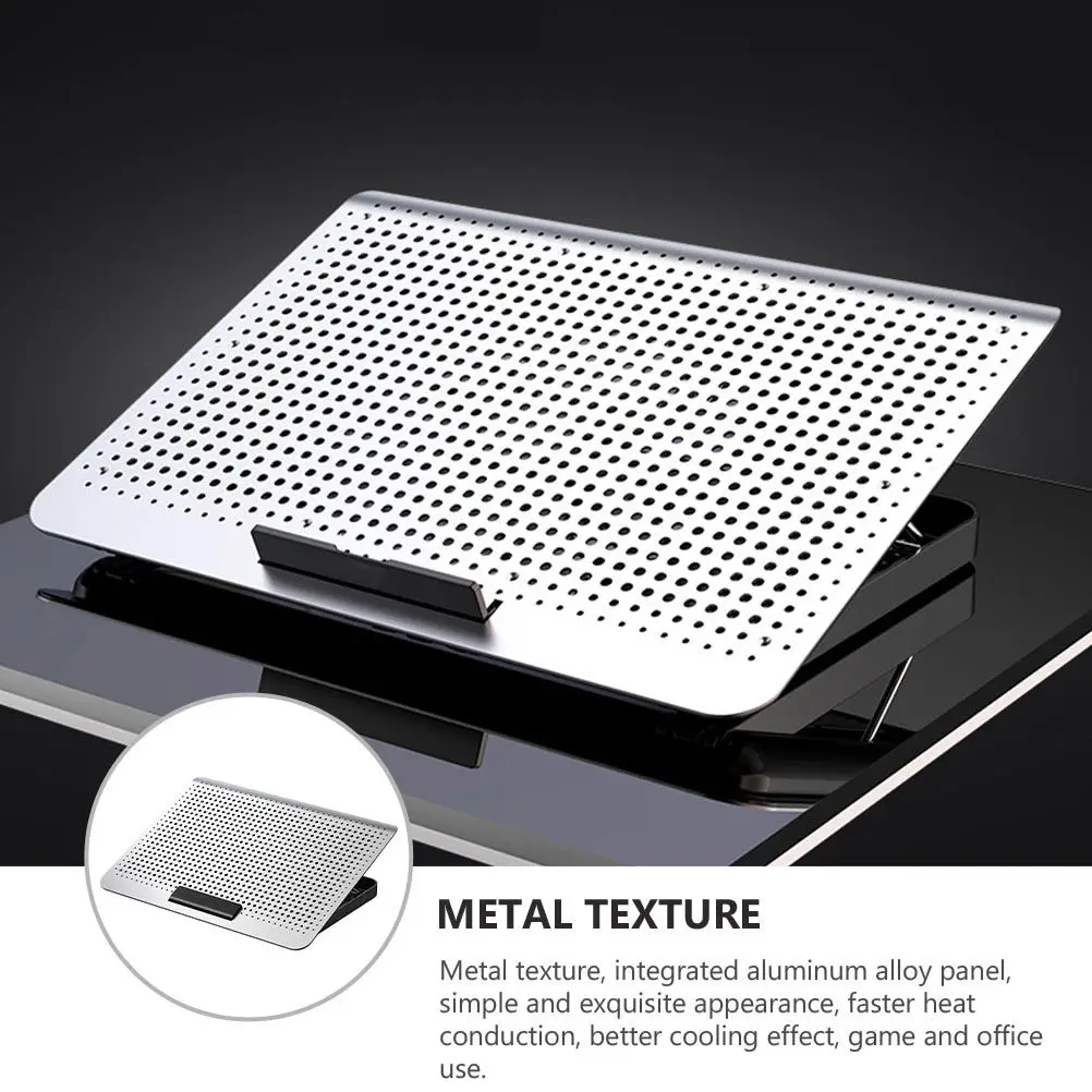 

Охладитель для ноутбука (1 шт.) с металлической текстурой, 7-уровневая регулируемая подставка, два USB-порта, мощный вентилятор для игр и офиса