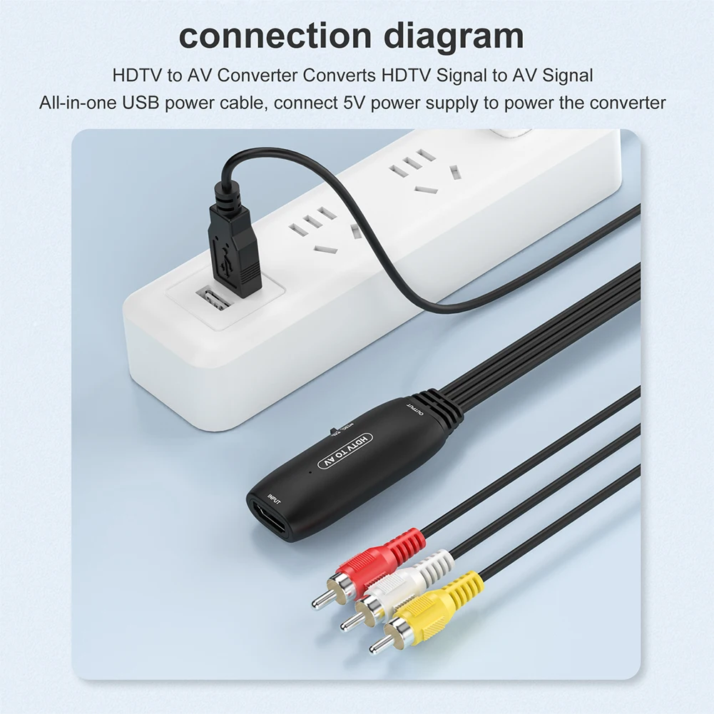 HDMI-เข้ากันได้กับ RCA Converter 1080P HDMI-เข้ากันได้กับ AV 3RCA CVBs Composite Video Audio Converter รองรับ PAL/NTSC